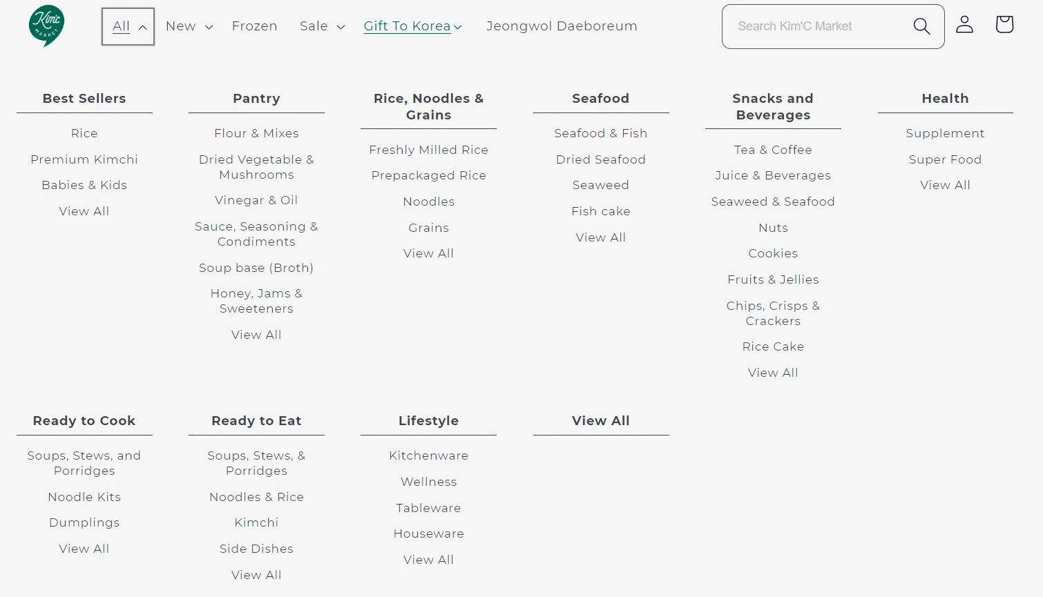 Kim'C Market Primary Navigation